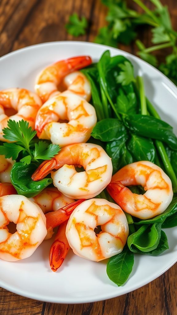 Lemon Garlic Shrimp with Spinach