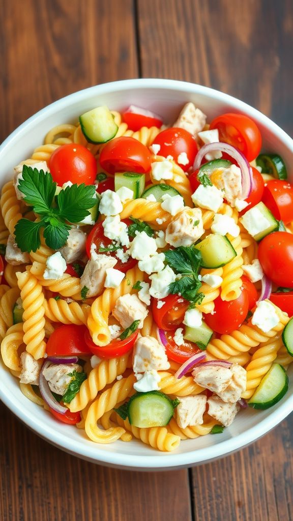 Lemon Herb Chicken Pasta Salad  