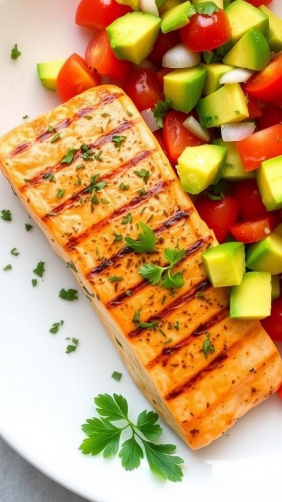 Lemon Herb Grilled Salmon with Avocado Salsa