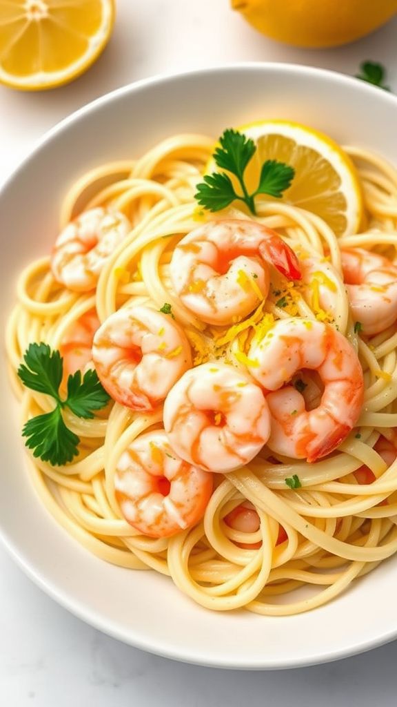 Lemon Zest Keto Alfredo Shrimp Pasta