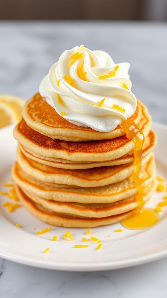 Lemon Zest Keto Pancakes with Whipped Cream