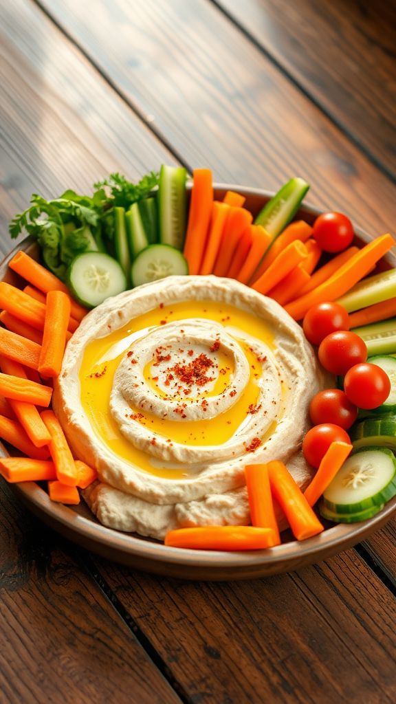 Lemony Garlic Hummus with Veggie Platter  