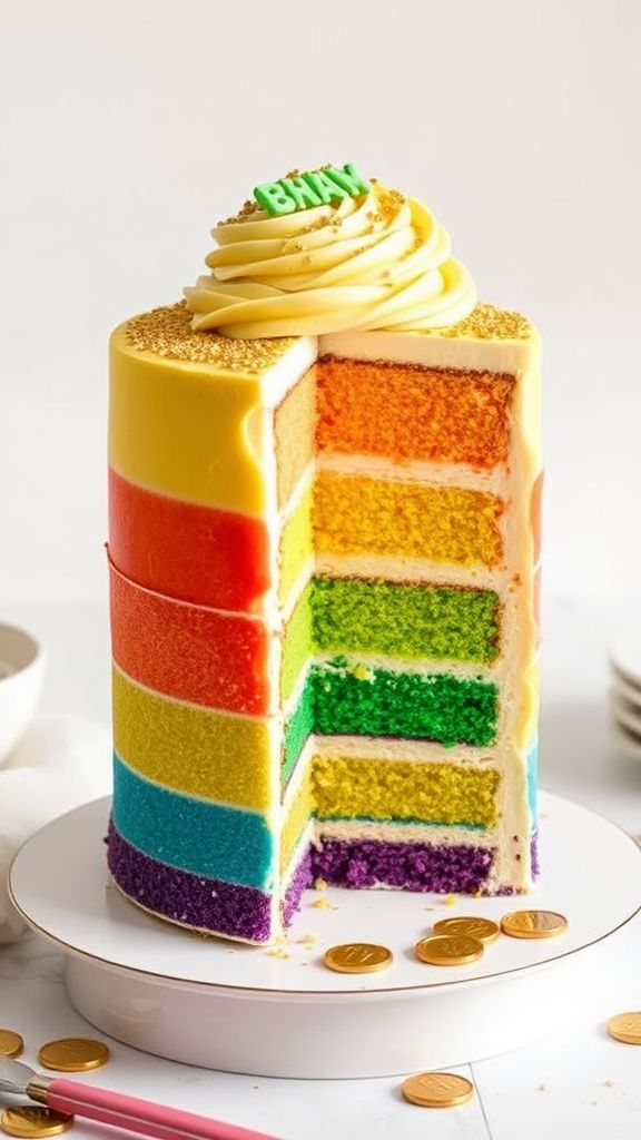 Leprechaun Layered Rainbow Cake  