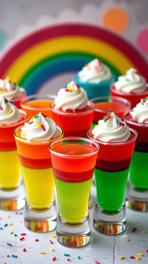 Leprechaun’s Potion Rainbow Jello Shots  