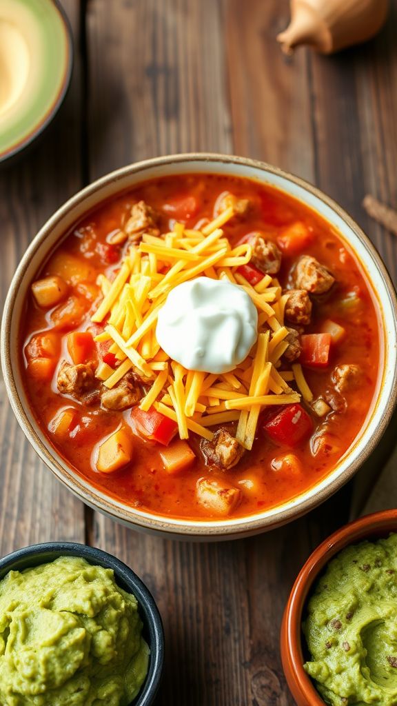 Loaded Keto Taco Soup with Guacamole