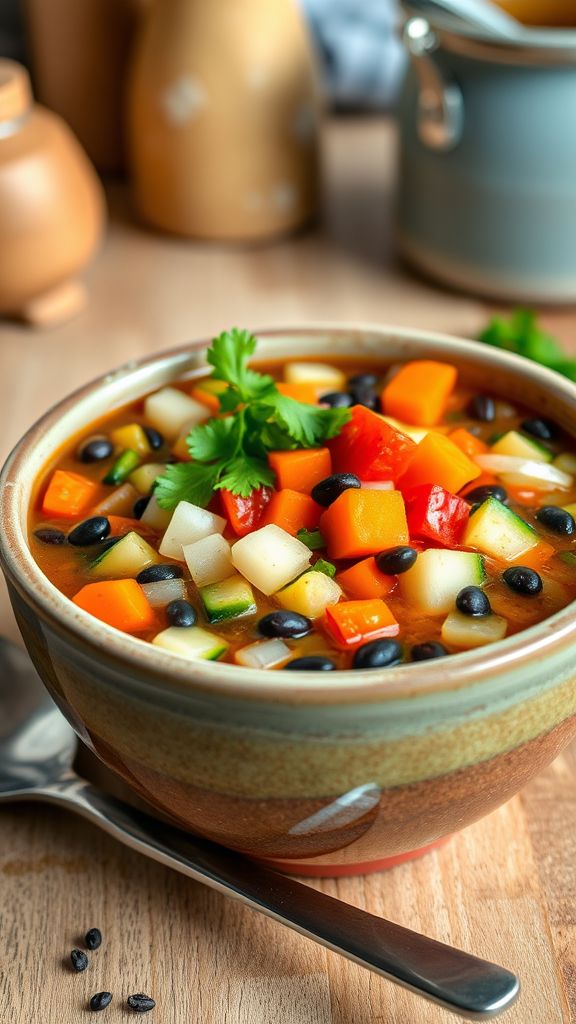 Loaded Vegetable and Black Bean Soup