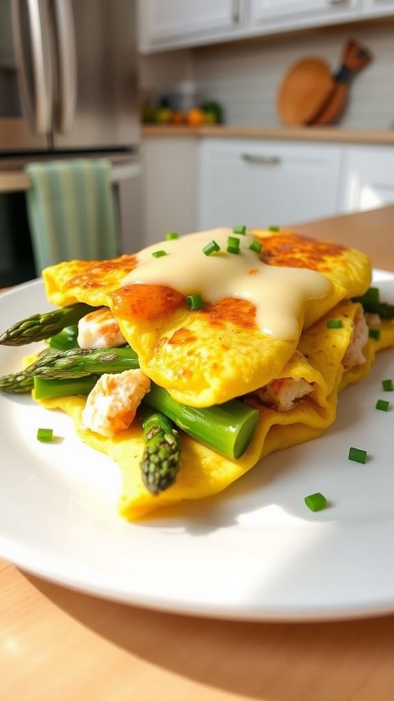 Lobster and Asparagus Stuffed Omelette  