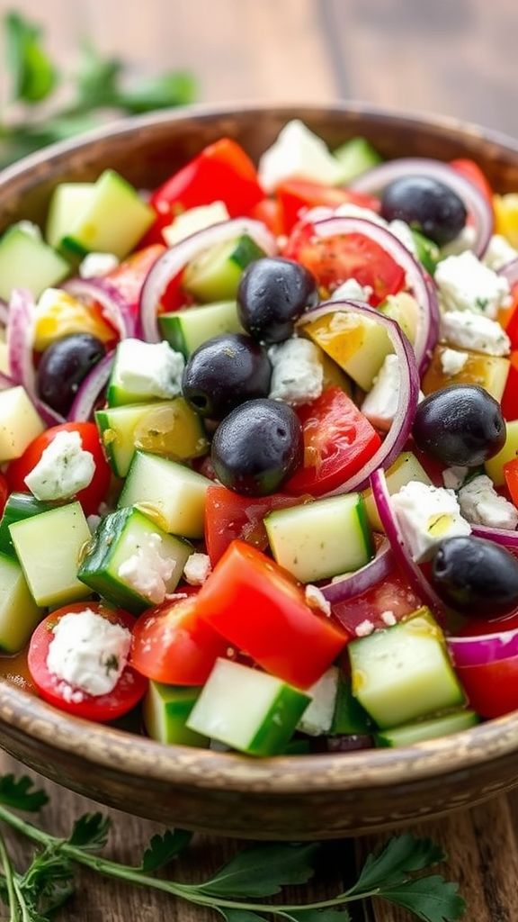 Low-Carb Greek Salad with Olives and Feta