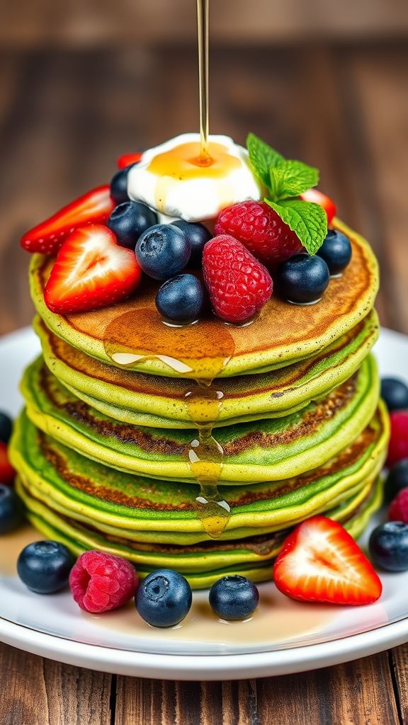 Matcha Green Tea Protein Pancakes  