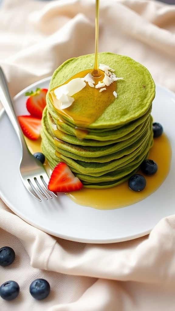 Matcha Green Tea Protein Pancakes  