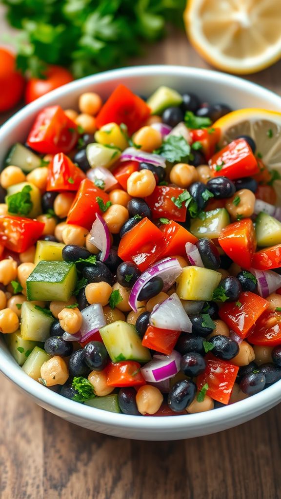 Mediterranean Bean Salad with Lemon Dressing  