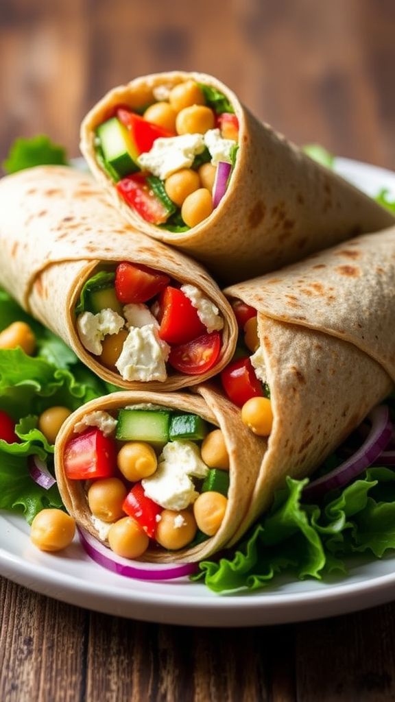 Mediterranean Chickpea and Feta Wraps  