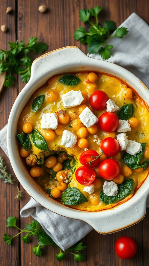 Mediterranean Chickpea and Spinach Casserole