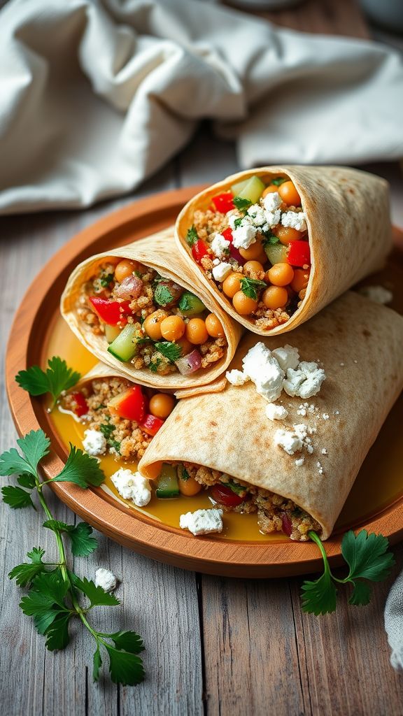 Mediterranean Chickpea Protein Burritos