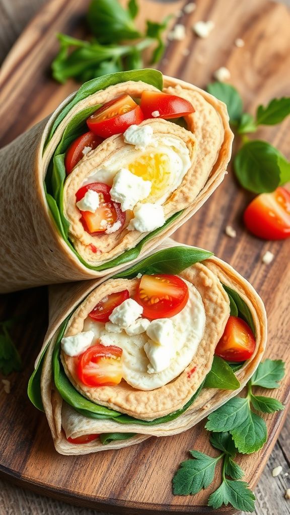 Mediterranean Egg Wrap with Hummus  