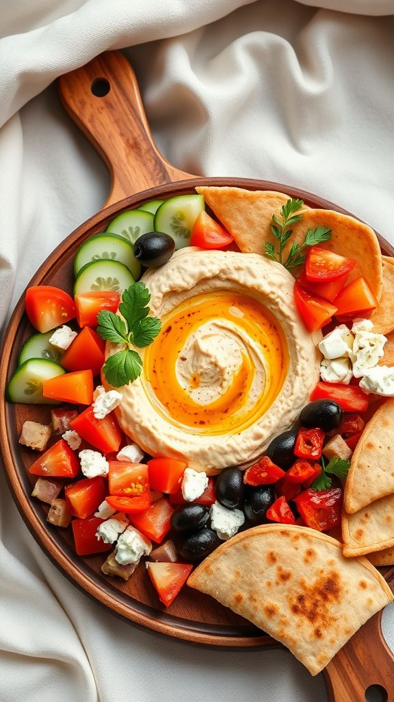 Mediterranean Hummus Platter with Pita Chips  