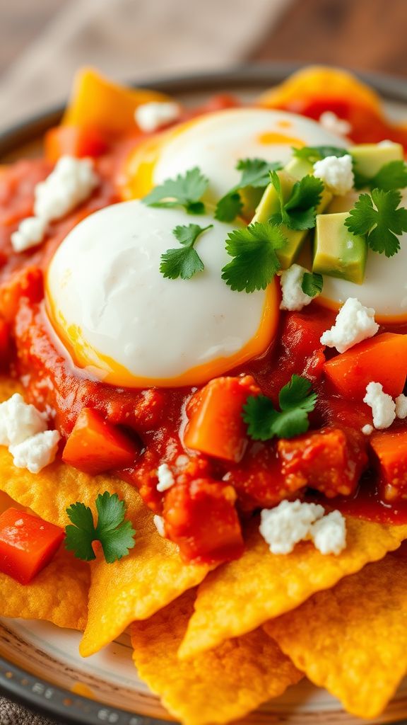 Mexican Chilaquiles with Poached Eggs  