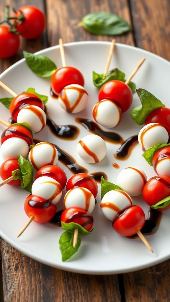 Mini Caprese Skewers with Balsamic Drizzle  