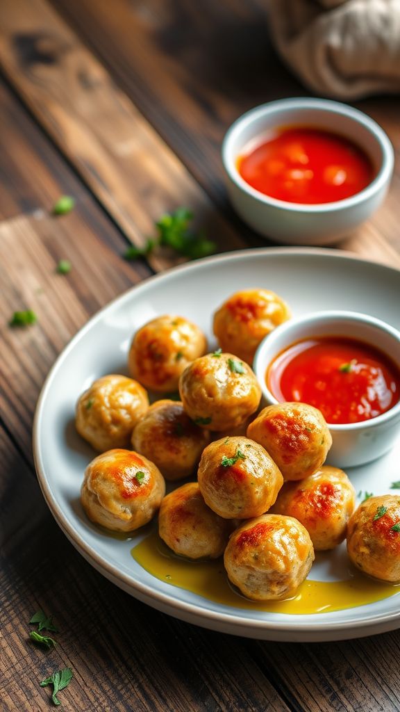 Mini Chicken Meatballs with Dipping Sauce