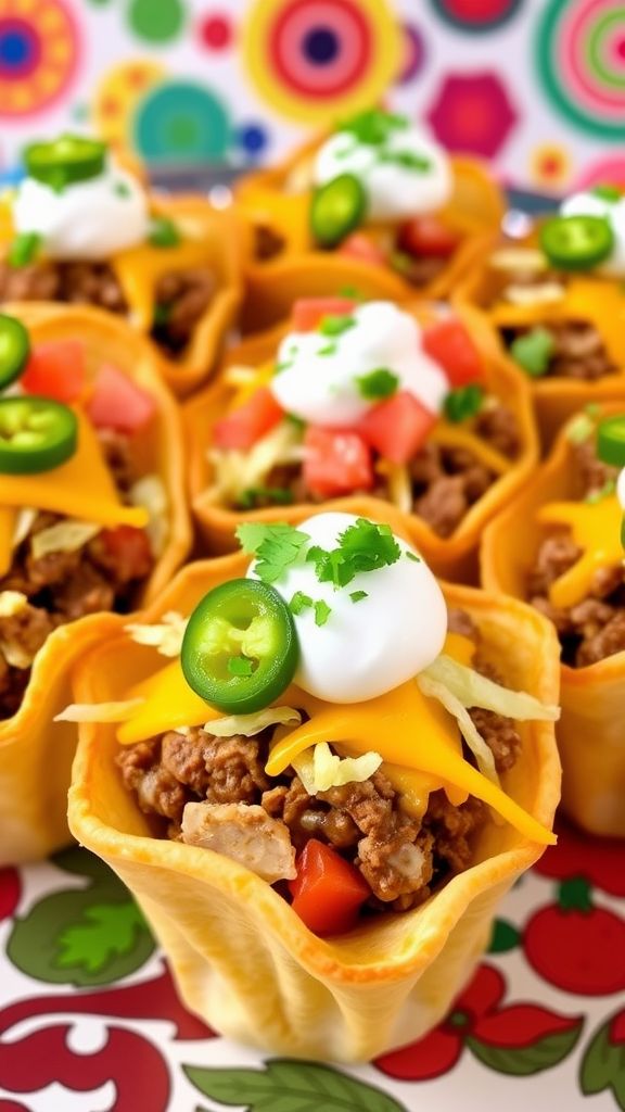 Mini Taco Cups with All the Fixings