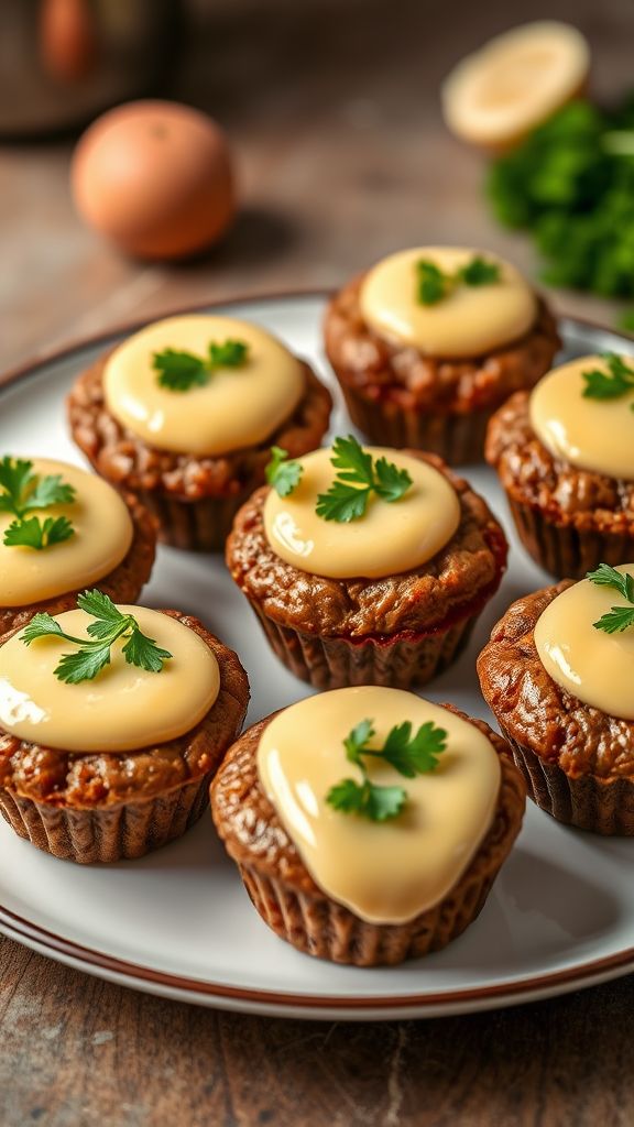 Miniature Meatloaf Cupcakes with Keto Topping