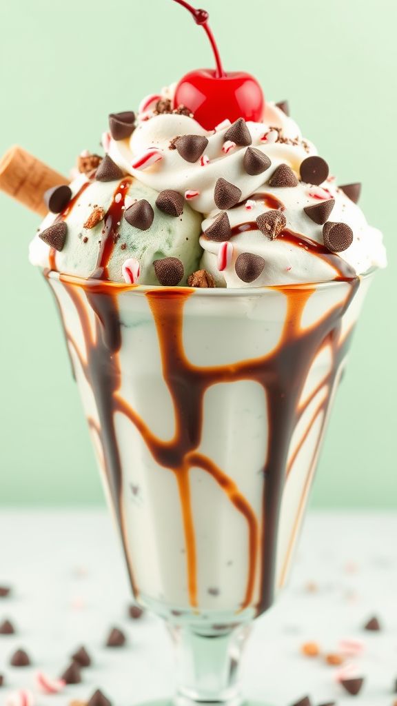 Mint Chocolate Chip Ice Cream Sundaes  