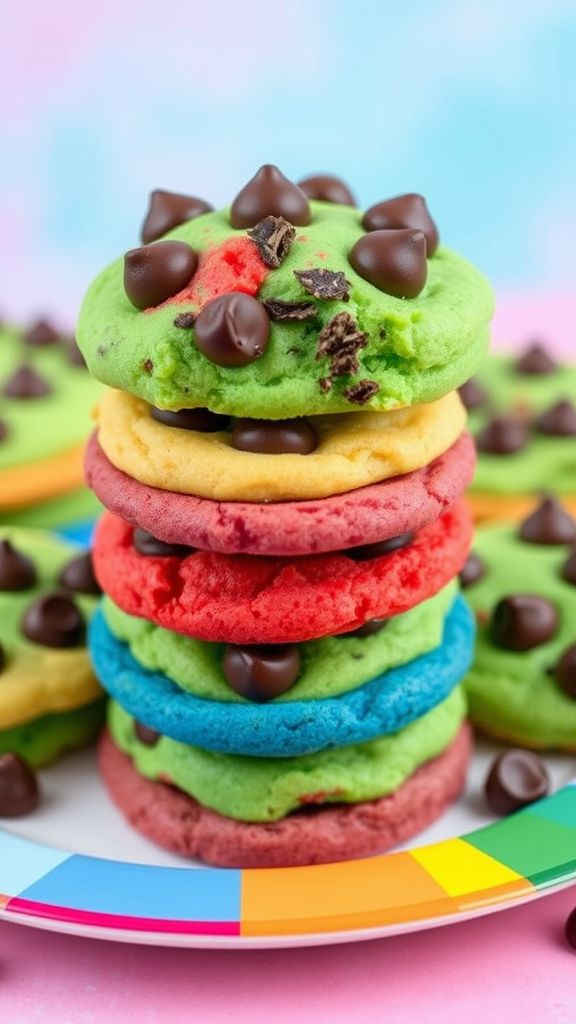 Mint Chocolate Chip Rainbow Cookies  