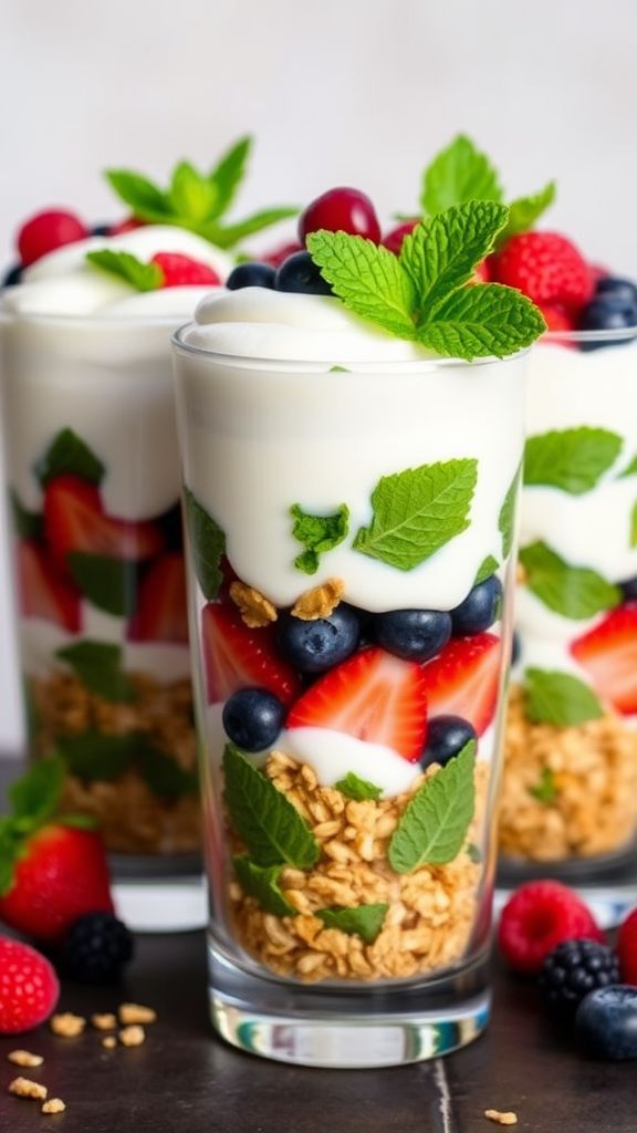 Minty Vanilla Yogurt Parfait  