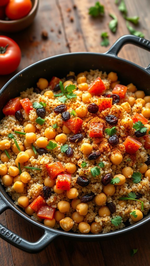 Moroccan-Inspired Chickpea and Quinoa Skillet  