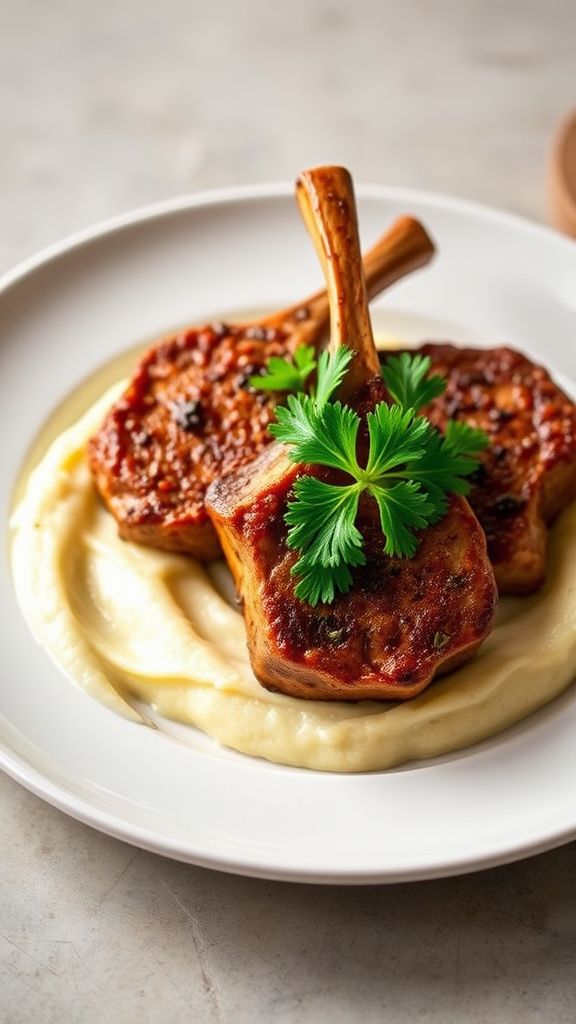 Moroccan Spiced Lamb Chops with Cauliflower Mash  