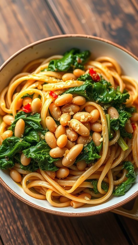 Mung Bean and Kale Pasta Bowl  