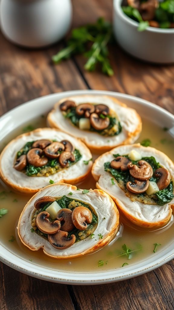 Mushroom and Spinach Stuffed Chicken  