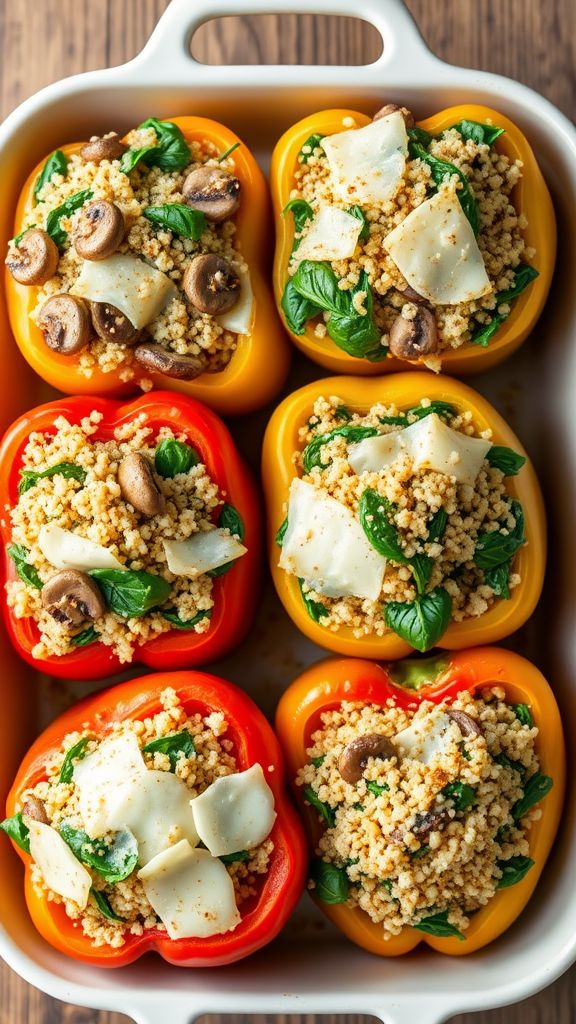 Mushroom and Spinach Stuffed Peppers