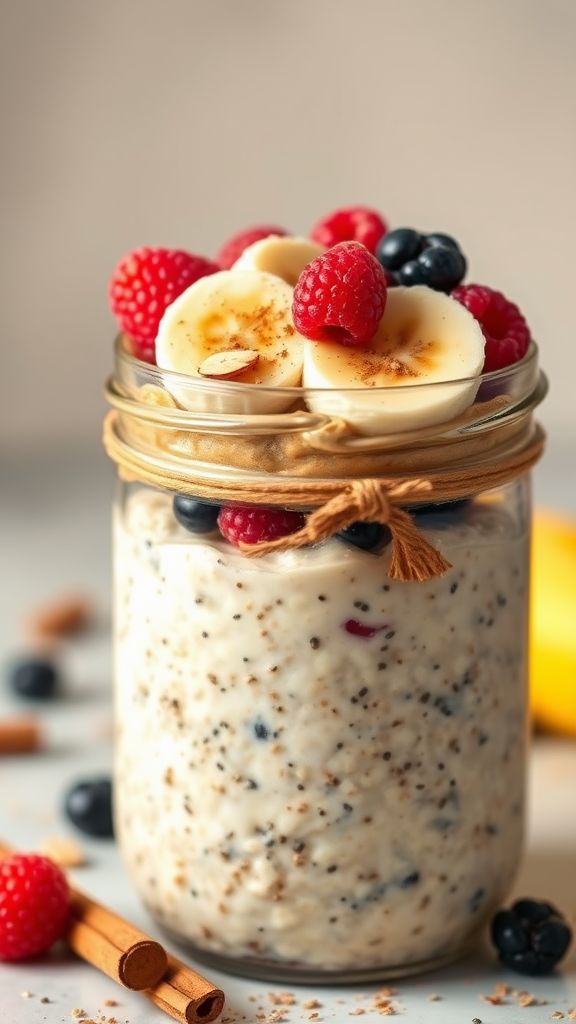 Overnight Oats with Almond Butter and Chia Seeds