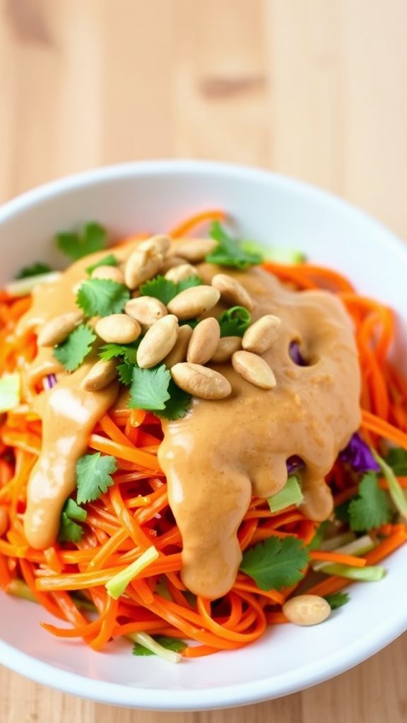 Peanut Butter-Drizzled Carrot and Cabbage Salad  