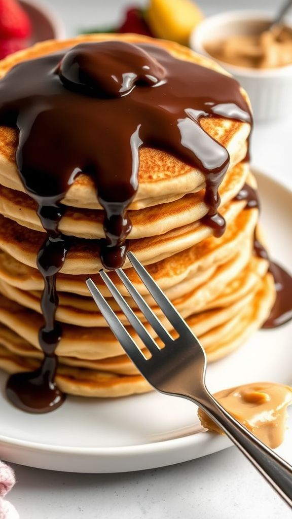 Peanut Butter Keto Pancakes with Chocolate Drizzle  