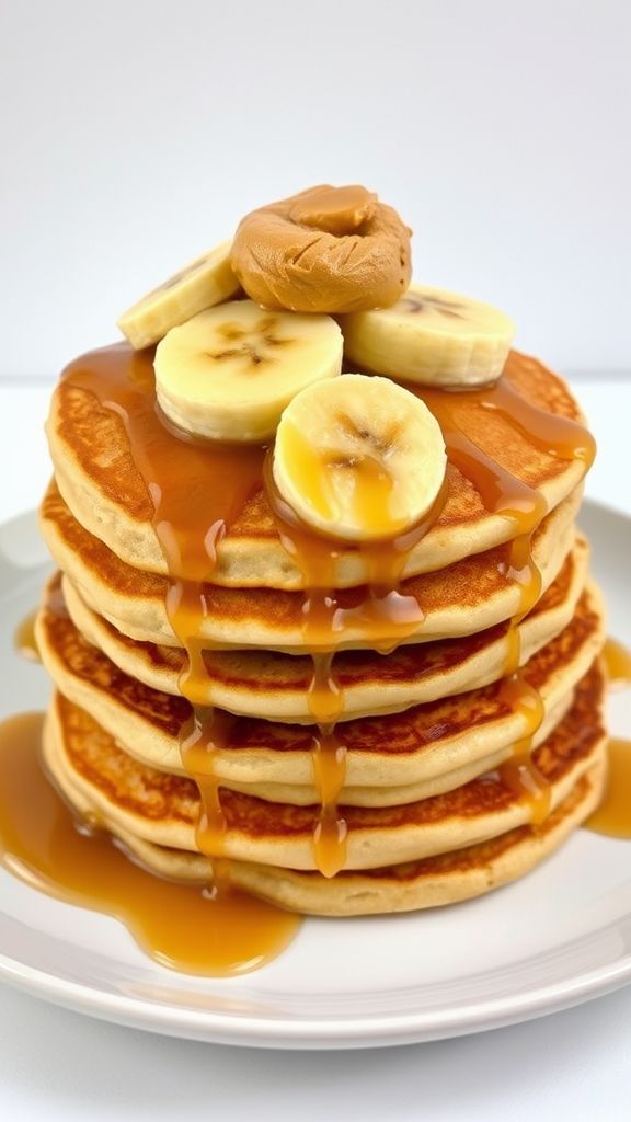 Peanut Butter Keto Pancakes with Sliced Bananas