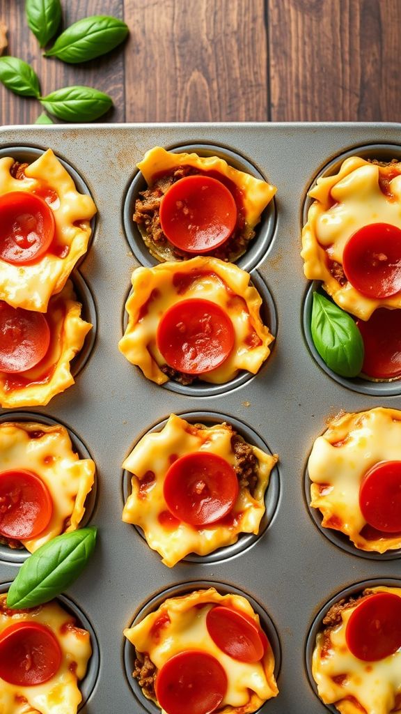 Pepperoni and Cheese Keto Lasagna Cups