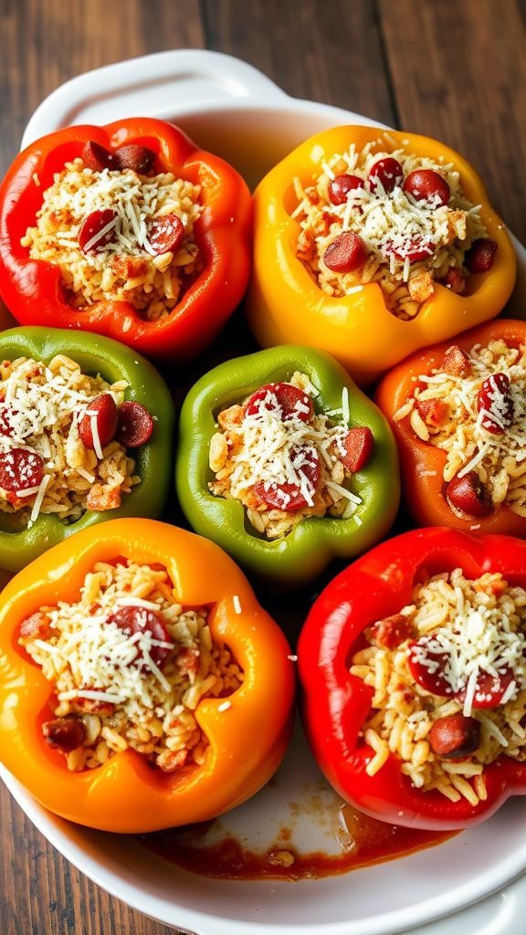 Pepperoni and Cheese Stuffed Peppers