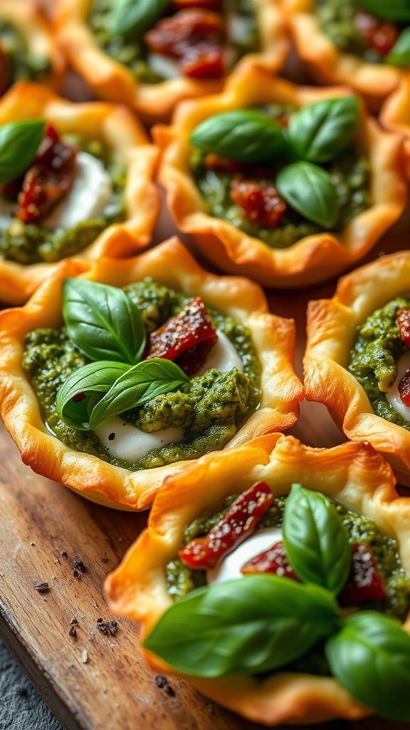 Pesto and Sun-Dried Tomato Tartlets