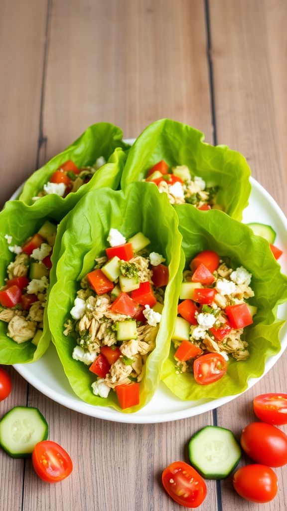 Pesto Chicken Salad Lettuce Wraps  