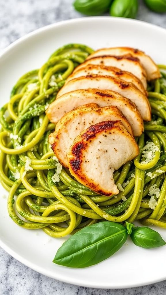 Pesto Zoodles with Grilled Chicken