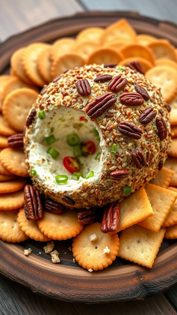 Pimento Cheese Ball with Crackers  