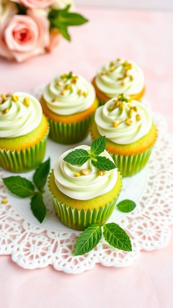 Pistachio Mint Bliss Cupcakes  