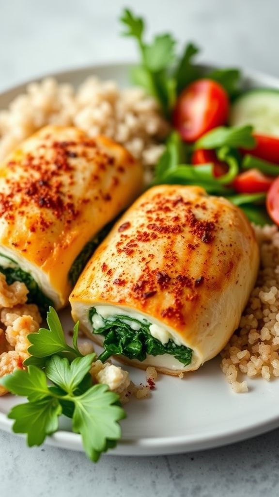 Protein-Loaded Spinach and Feta Stuffed Chicken 