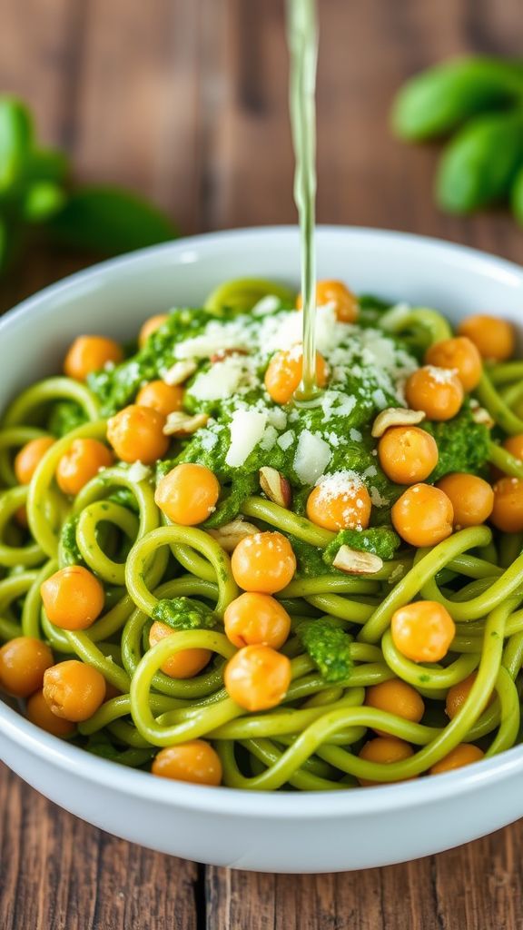 Protein-Rich Pesto Pasta with Chickpeas