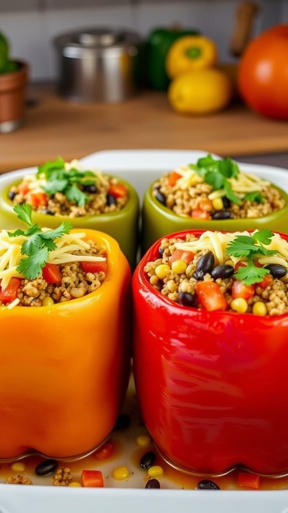 Quinoa and Black Bean Stuffed Peppers  