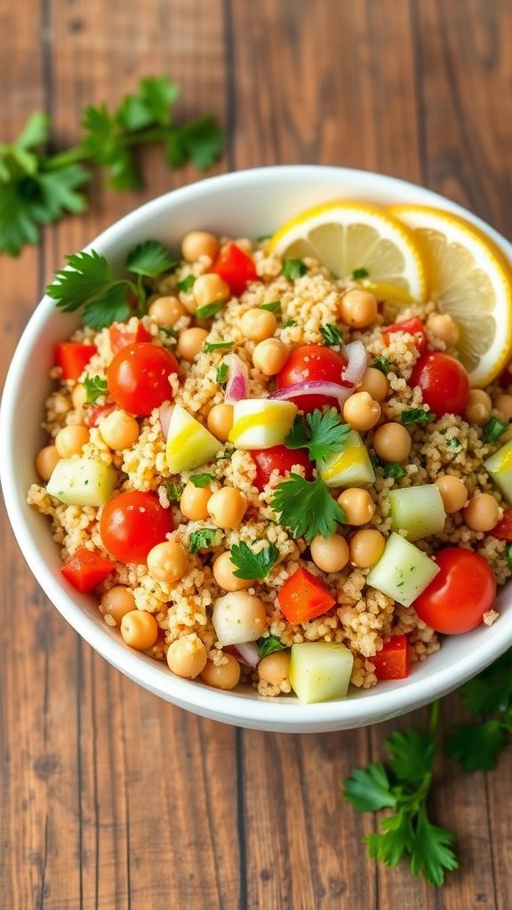 Quinoa and Chickpea Salad with Lemon Dressing  