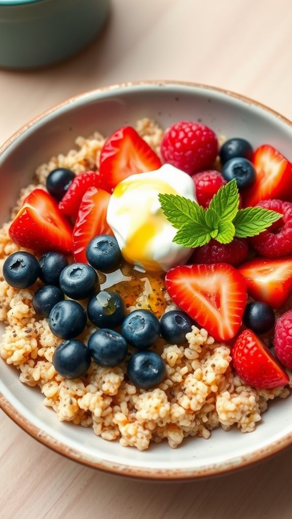 Quinoa Breakfast Bowls with Fresh Berries