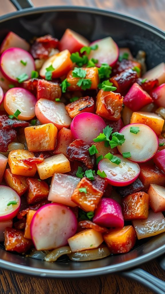 Radish and Bacon Hash